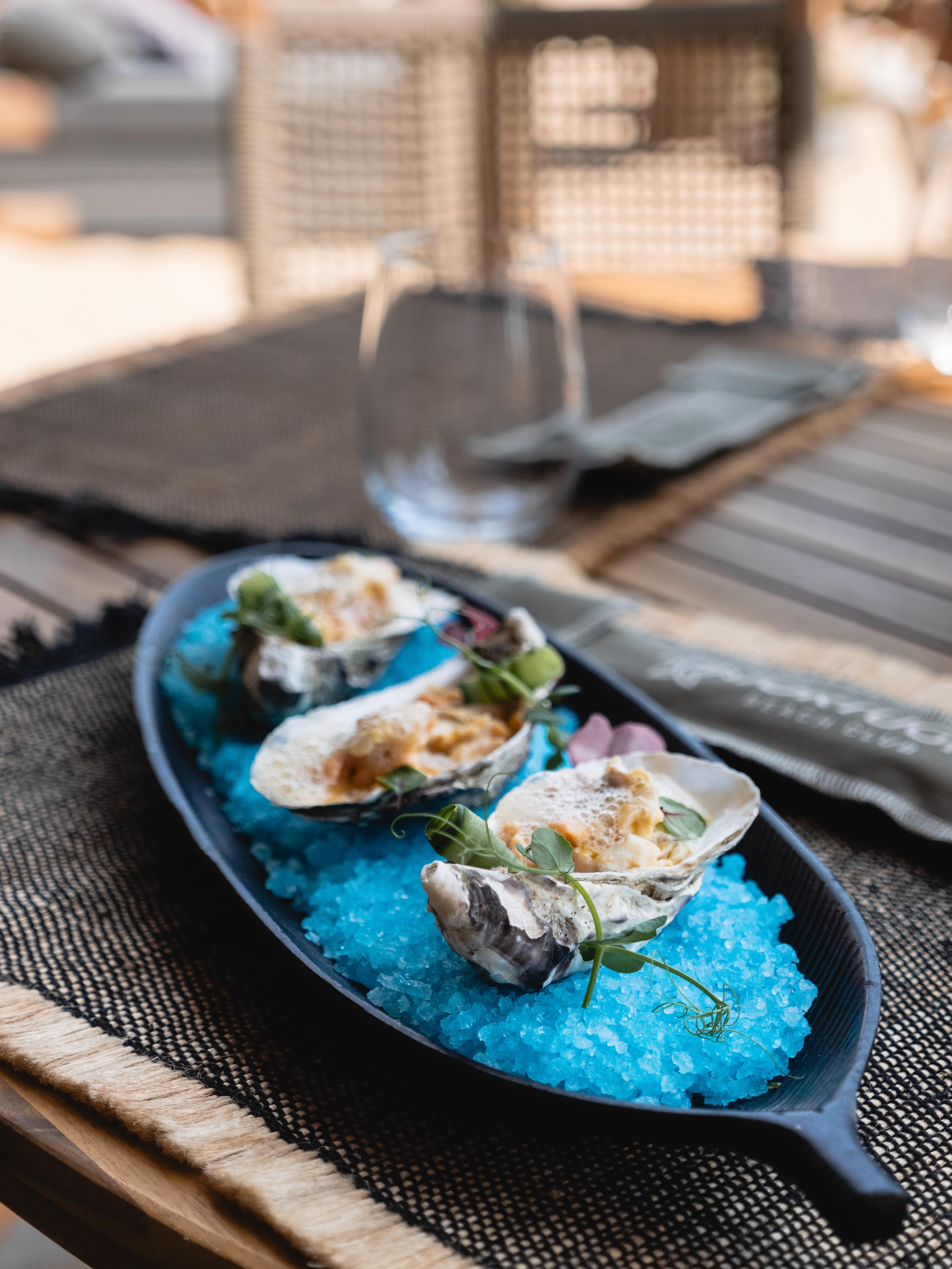 Beach club food selection